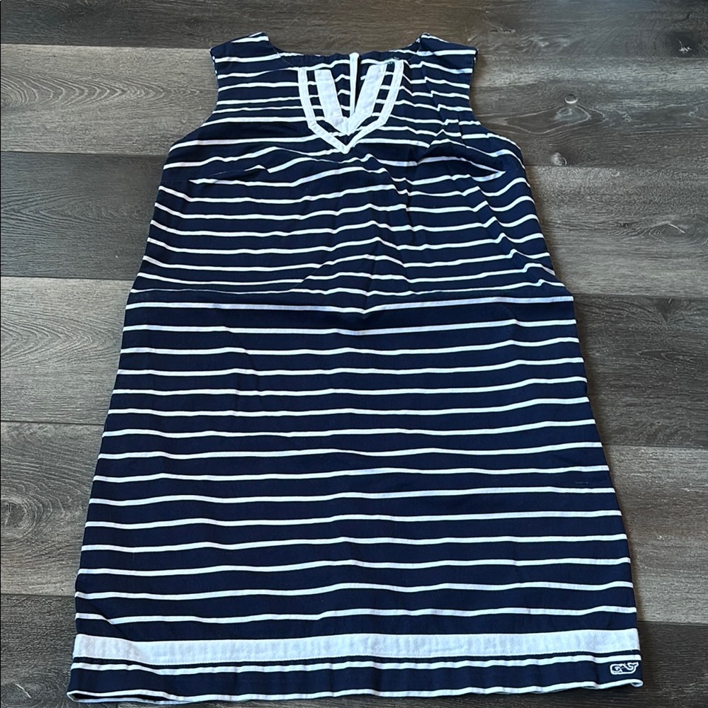 Vineyard Vines Girls Nautica Navy and White Striped Dress